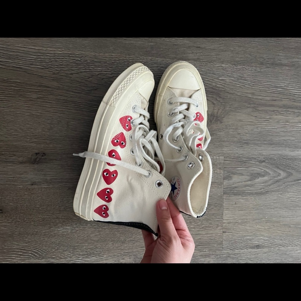 Comme des Garcons PLAY White and Red Sneakers